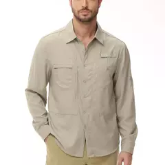 Camisas de Botão Táticas Masculinas, Manga Comprida, Casual, Pescaria, Carga, Caminhada, Trabalhando, Blusa, UPF 50 Plus - Wolf Magazine