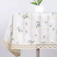 Toalha De Mesa De Mistura De Algodão Impresso Floral, Lavável Farmhouse Table Cover, Bege, Festa De Casamento, Sala De Estar, Decoração Do Chuveiro Do Bebê
