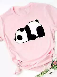 Maycaur-camiseta de manga curta para mulher, top solto com estampa de panda fofa, casual e solta, verão - comprar online