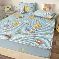 Tapetes de cama de látex natural, sensação fresca respirável, acolchoado suave, seda de gelo cabido lençol e fronhas, verão - comprar online