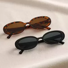 Óculos de sol ovais vintage para mulheres, pequenos óculos de sol, retrô preto e vermelho, designer de luxo na internet