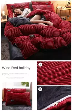 Grossa Monocromática Velvet Duvet Cover, Warm Bedding Set, Double Soft Quilt Cover, Twin Queen e Rei Consolador, Inverno, 220*240