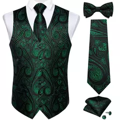 Festa de casamento ouro colete paisley floral jacquard colete masculino 4 pçs colete gravata lenço anel hanky abotoaduras conjunto dibangu - comprar online