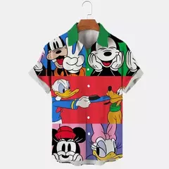 Camisa estampada Disney masculina, pato Donald, mickey mouse, moda verão, tendência de rua, boutique retrô, top unissex, novo na internet
