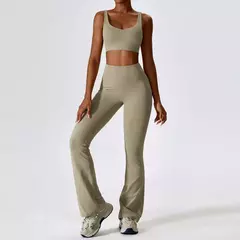 Terno esportivo de manga comprida para mulheres, conjunto de ioga fitness, roupas de ginástica, roupas esportivas femininas, camisa de corrida, 2 peças - comprar online