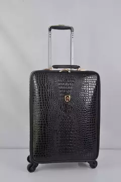 Crocodilo Padrão Couro Rolando Bagagem, Embarque Trolley Mala, Bagagem de Viagem Real para Homens e Mulheres, 16 20 24 Polegada na internet