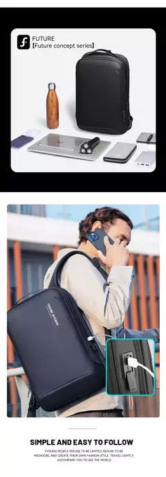 MARK RYDEN-Mochila Laptop Slim para Homens, Mochila Minimalista Empresarial, YKK Zipper, Resistente a Riscos, USB na internet