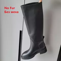 FEDONAS-botas altas de couro genuíno para mulheres, botas grossas de motocicleta, sapatos quentes, outono, inverno, ins, 2022 - comprar online