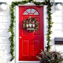 Imagem do Feliz Natal Retro Papai Noel Pendurado Impressão, Baga Vermelha, Doces, Grinalda De Madeira Do Porch Do Natal, Pintura De Sinal, Decoração De Cerca De Casa, 1Pc