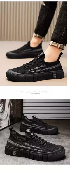 Tênis de malha respirável masculino, leve, confortável, meias antiderrapantes, sapatos esportivos e de lazer, tendência, verão na internet
