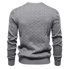 AIOPESON-Suéteres masculinos de algodão bordados em girafa, pulôver com gola redonda, clássico estampado torção, malha masculina - comprar online