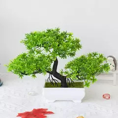 Imagem do Árvore plástica artificial do bonsai para a decoração home, plantas envasadas, potenciômetro pequeno da simulação, arranjo da flor, ornamentos do jardim