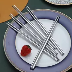 Pauzinhos chineses em aço inoxidável, pauzinho de sushi antiderrapante, varas de metal coreano e japonês, utensílios de cozinha, 1 2 5 pares na internet