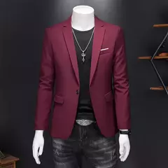 Imagem do Blazer casual de negócios masculino, vestido de casamento noivo, tops de terno boutique, casaco monocromático, marca de alta qualidade, moda