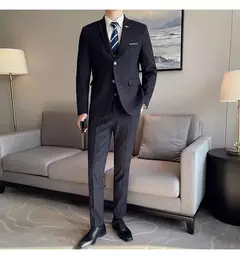 Terno xadrez formal masculino, vestido de noiva noivo, blazer de festa, calças, jaqueta, colete, calças, high-end, casual, escritório, marca