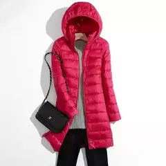 Casaco Puffer Longo Embalável Ultra Leve para Mulheres, Casaco Fino Coreano com Capuz, Feminino, Plus Size, 5XL, 6XL, 7XL, Outono, Inverno na internet