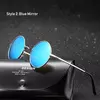 Óculos de sol polarizados redondos vintage retrô para homens e mulheres, óculos de sol designer, armação de metal, lente preta, óculos UV400, dirigindo, marca