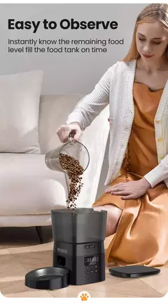 Rojoeco alimentador automático para animais de estimação, versão com botão, dispensador automático de comida para gatos, acessórios, controle inteligente, alimentador para animais de estimação para gatos, cães, alimentos secos - loja online
