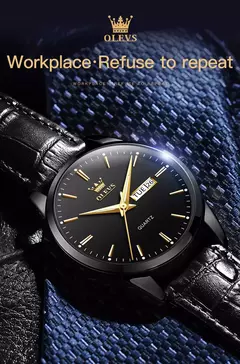 Olevs relógios de quartzo dos homens marca luxo casual moda relógio masculino para presentes couro respirável à prova dwaterproof água relógio de pulso luminoso - Wolf Magazine