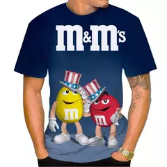 M & m's-Feijão Chocolate Masculino e Feminino T-shirt Estampada em 3D, Casual, Gola Redonda, Manga Curta, Engraçado, Camiseta Infantil, Tops Fofos - comprar online