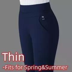 Calça lápis de lã feminina, roupa formal, roupa feminina fina, elástico longo básico, senhora preta do escritório, outono, inverno na internet