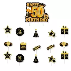 Imagem do Artigos para Festa de Aniversário para Homens e Mulheres, Preto e Dourado, 50 Anos, Pratos De Papel, Copos, Guardanapo, Toalha De Mesa, Louça Decoração