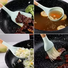 Conjunto de utensílios de cozinha com cabo de madeira, cozinhar ferramentas, utensílios de cozinha, pá, colher, prático, comestível, madeira, 12pcs