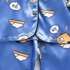 Imagem do Pijama de manga comprida para meninos e meninas, roupa de casa confortável, calças de seda novas, primavera e outono, 0-4 anos