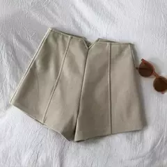 Shorts de lã emagrecedor de cintura alta feminino, versáteis, perna reta, perna larga, calça casual, novo, outono, inverno, 2023 - loja online