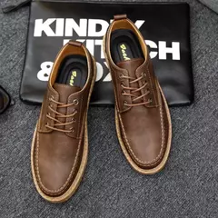 Sapato Oxford casual masculino, sapato de couro masculino, mocassins com renda de luxo, sapato de vestido masculino brogue, moda clássica, 2024