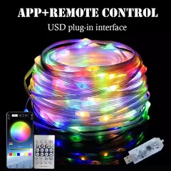 Guirlanda leve led com controle de aplicativos, luz ao ar livre, luzes de fadas, para o natal, feriado, festa, decoração de aniversário, 5m, 10m, 15m, 20m, 40m