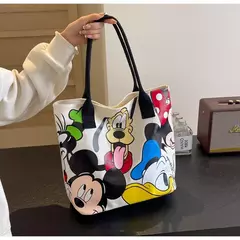 Bolsa de Ombro Disney-Mickey para mulheres, sacola versátil, bolsa de classe estudantil, grande capacidade, casual, desenhos animados, na moda