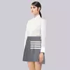 Terno estilo universitário para mulheres, quatro vestidos com barra, comprimento, tipo padrão, idade tecido, decoração, cinza, gênero