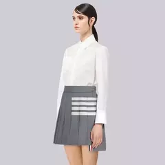 Terno estilo universitário para mulheres, quatro vestidos com barra, comprimento, tipo padrão, idade tecido, decoração, cinza, gênero