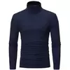Gola alta masculina malha suéteres de algodão, pulôveres finos, roupas de escritório, tops masculinos, monocromáticos, vinho tinto