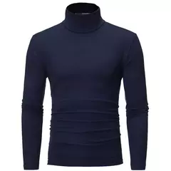 Gola alta masculina malha suéteres de algodão, pulôveres finos, roupas de escritório, tops masculinos, monocromáticos, vinho tinto