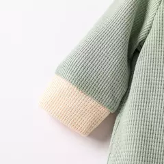 Imagem do Macacão de manga comprida com botão, verde, sólido, waffle, casual, recém-nascido, menino, primavera, outono