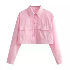 Imagem do TRAF-camisas popeline soltas para mulheres, manga comprida, blusas femininas com botões, tops chiques, vintage e na moda