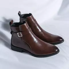 Botas altas de luxo masculinas, botas marrons de motocicleta, moda plataforma, botas masculinas, sapatos de couro casuais, alta qualidade - Wolf Magazine