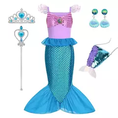 Sereia vestido de festa de aniversário verão menina sereia traje carnaval anime cosplay outfits 2-10 anos crianças fantasia disfarce vestido de baile - loja online