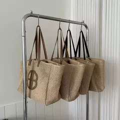 Bolsa de ombro de grande capacidade para mulheres, bolsa casual, personalizada, tecida, nova moda, verão, 2024