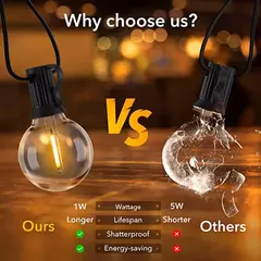 Outdoor LED String Lights, Lâmpadas, Festão, Fada, Pátio, Guirlanda, Lâmpada, Casamento, Rua, Acampamento, Jardim, Decoração de Festa, G40, 110V, 220V - comprar online