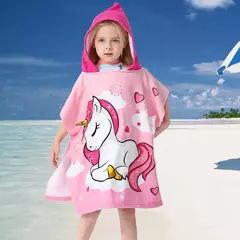 Imagem do Toalha de banho com capuz Quick Dry para crianças, roupão Quick Dry, toalhas de poncho para desenhos infantis, coberturas de microfibra, 80-130cm