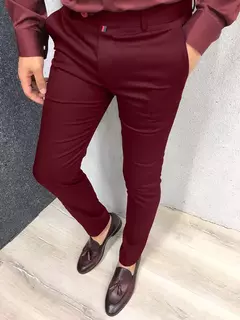 Calça casual diária de negócios masculino, cintura alta, justa, cor sólida, Europa e Estados Unidos, moda, 4 temporada