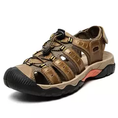 Novas sandálias masculinas de couro genuíno macio sandálias sapatos masculino na internet