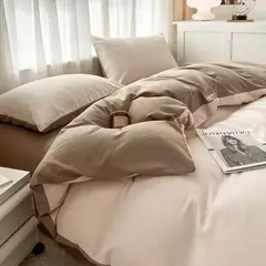Imagem do Conjunto de cama de tecido com escova de cor sólida, 2 lados, 4 peças, capa de edredom, fronha, lençol, colcha, único, queen, king size