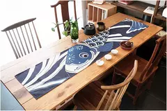Simples chinês Lotus Table Runner, japonês Wave Table Flag, Koi Fish Toalha de Mesa, Acessórios para Cerimônia do Chá, Estilo Nacional - Wolf Magazine