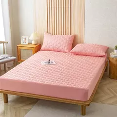 Capa de colchão grossa impermeável, protetor antiderrapante, tampa de cama macia para a pele, lavável à máquina, king e queen size