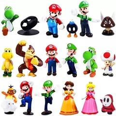 6-18 pçs/set Super Mario Bros PVC Action Figure Brinquedos Bonecas Modelo Conjunto Luigi Yoshi Donkey Kong Cogumelo para crianças presentes de aniversário - Wolf Magazine