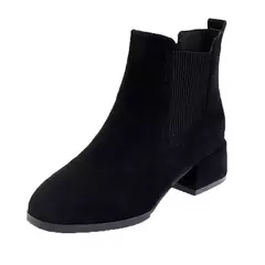 Botas de tornozelo em camelo feminino, slip-on, redondo, 3,5 cm, salto quadrado, sólido, casual, preto, botas, tamanho 35-43, outono, inverno - comprar online
